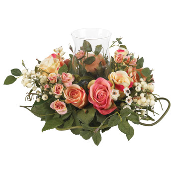 Rose Candelabrum Silk Flower Arrangement - SKU #4685-AP